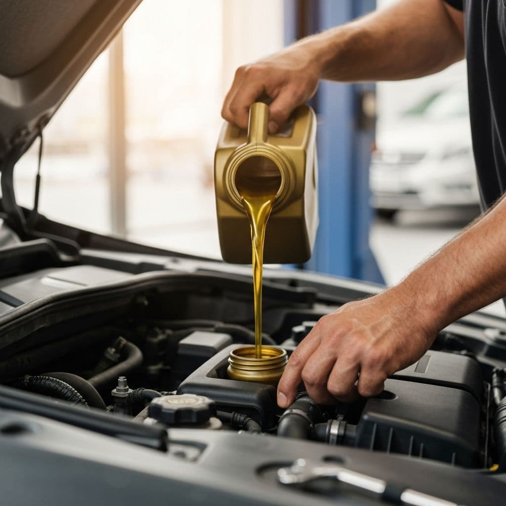 MOMS Mobile Oil Change technician performing service in driveway