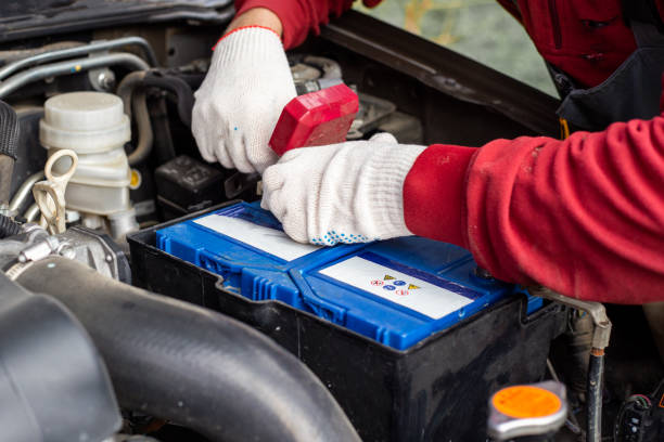 Professional battery replacement service in progress