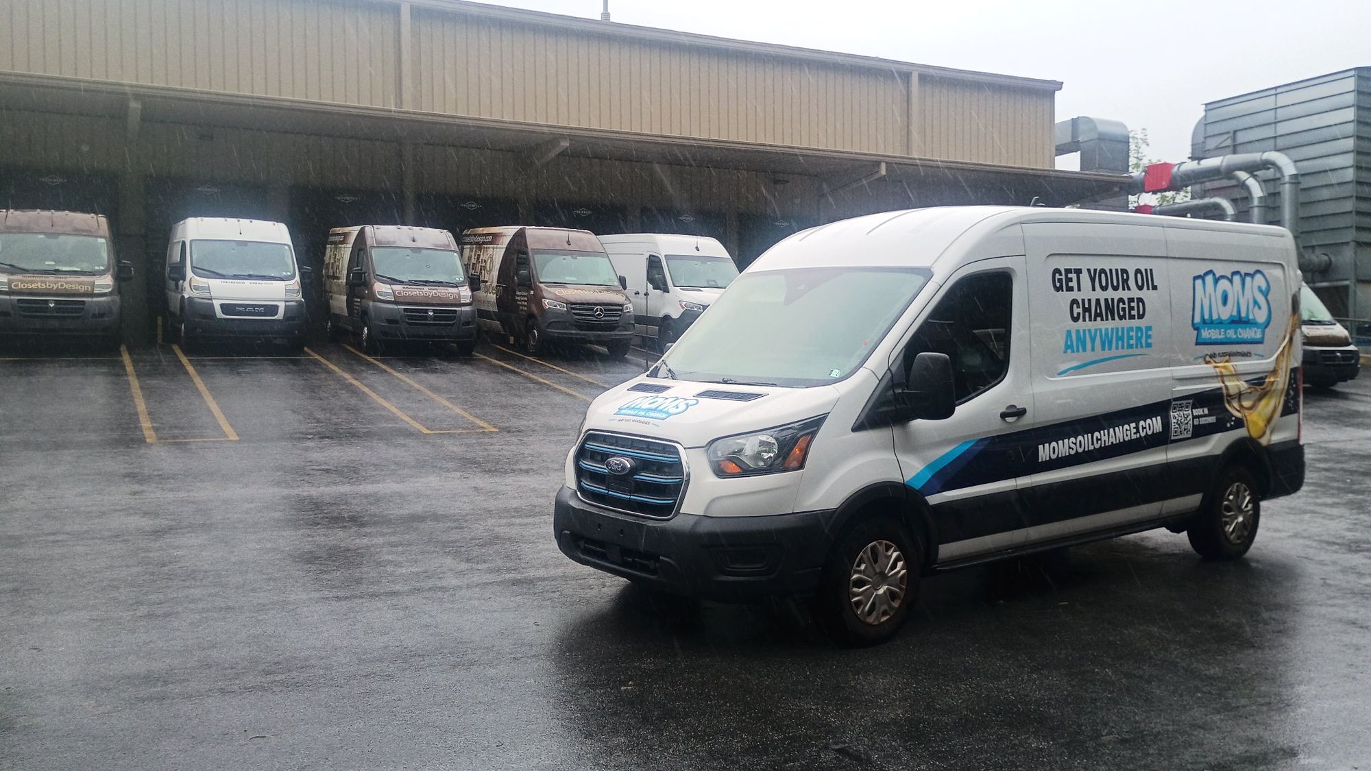 The MOMS Ford Transit van at a fleet customer's lot.